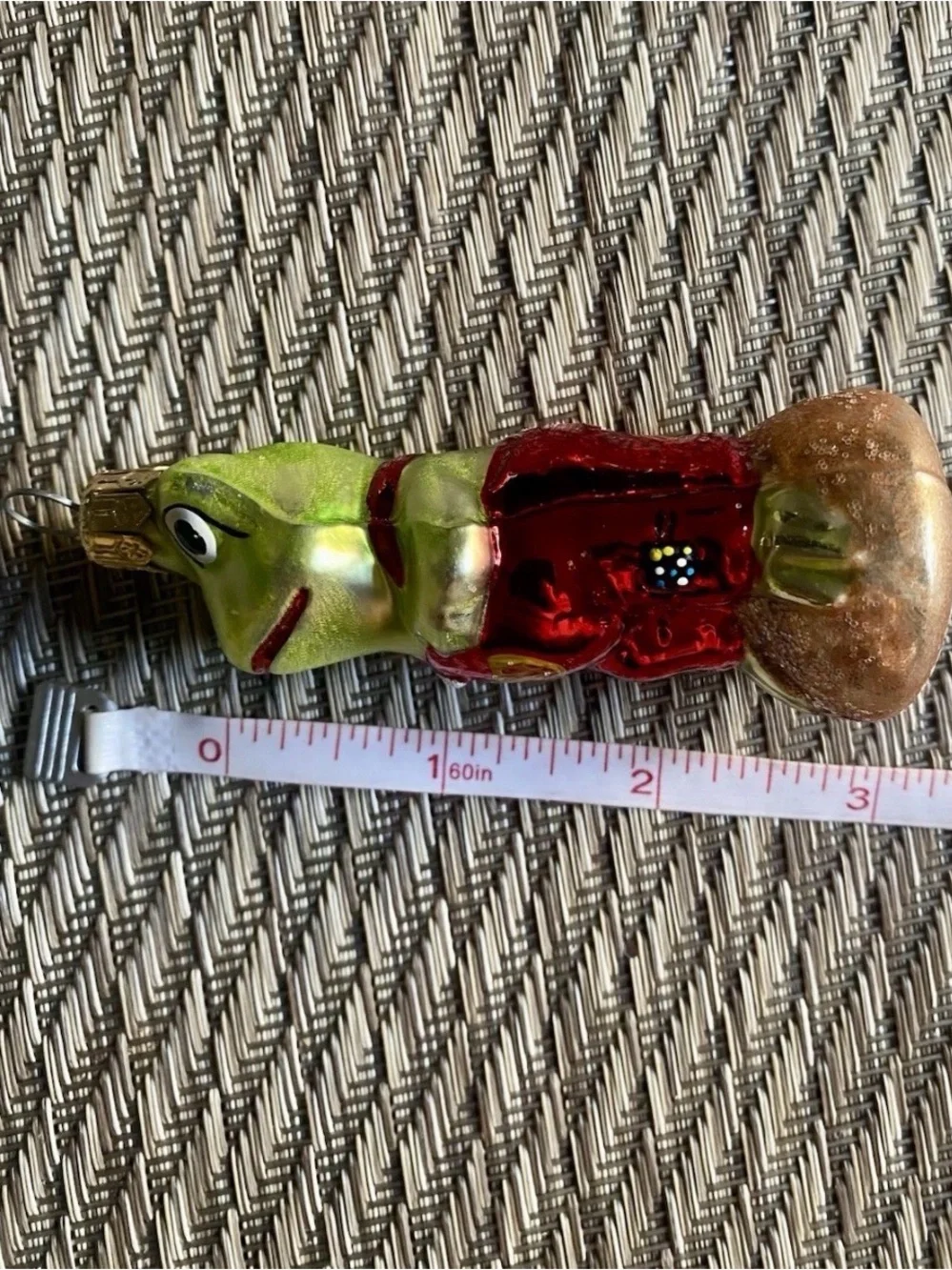 Vtg Blown Glass Ornaments Lot 4 Elf Gnome Radko Frog Santa Face  Kitten In Shoe